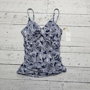Helen Jon Tankini Swimsuit Top Womens XS Floral Ruched Made in USA Beachwear